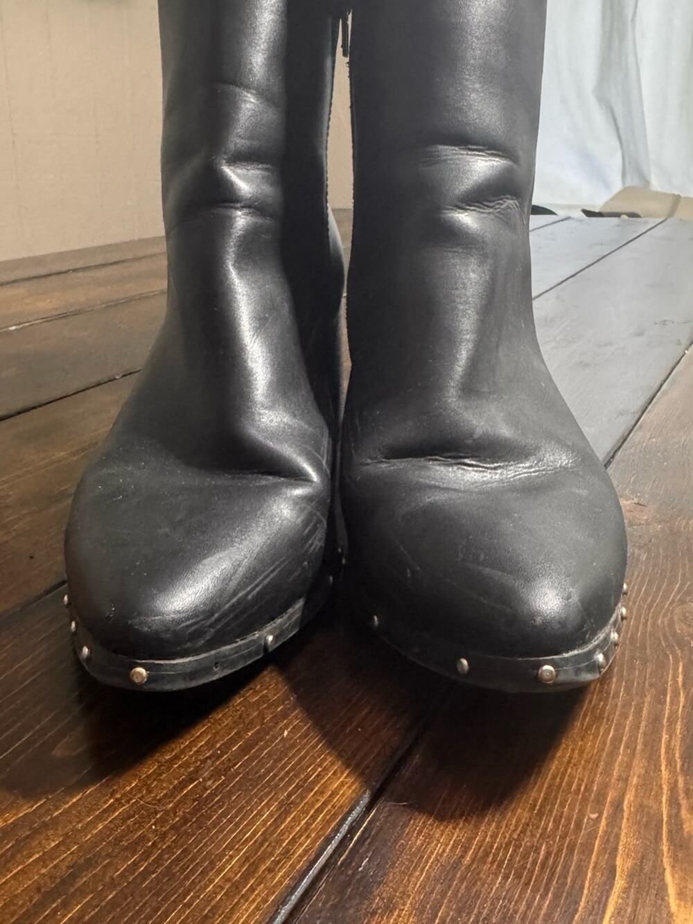 Express Black Studded Leather Women's Boots 10